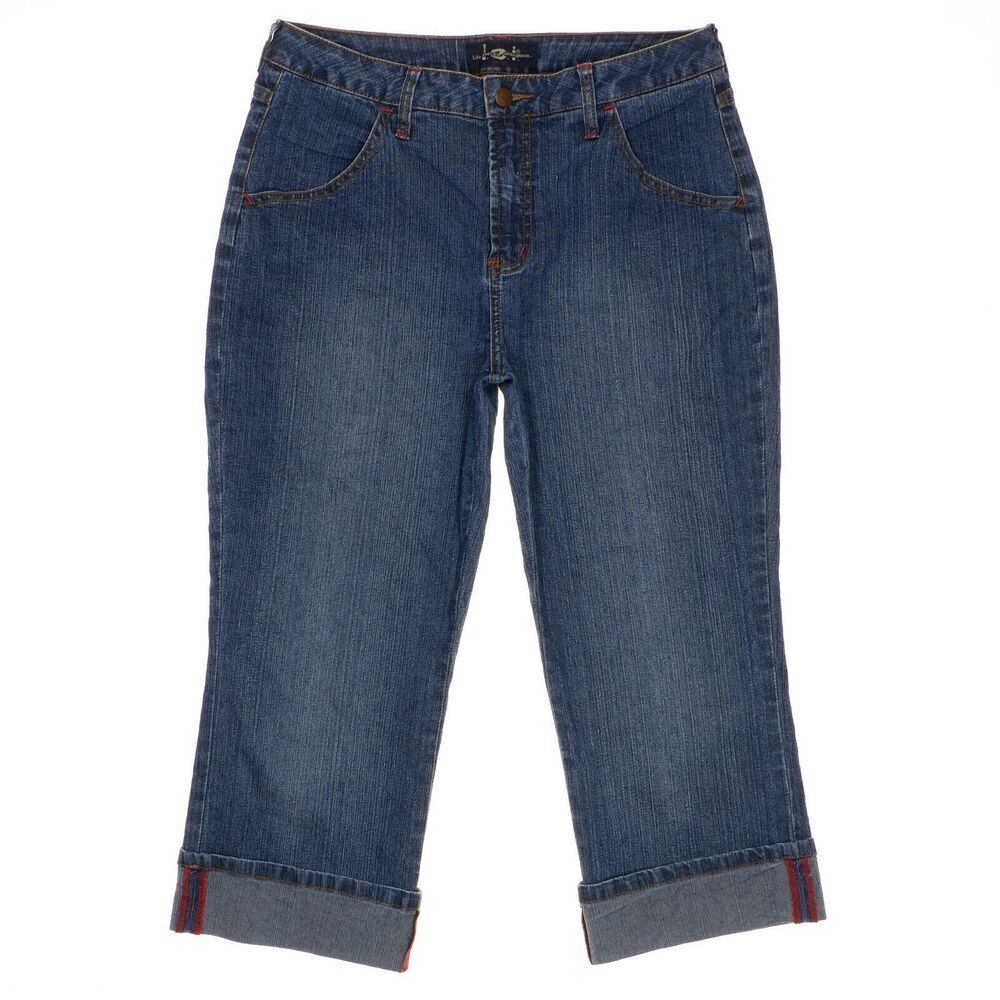 Lei Crop Capri Jeans Size 16 1/2 Girls Cuffed Blue Denim Measures 31 x 21.5